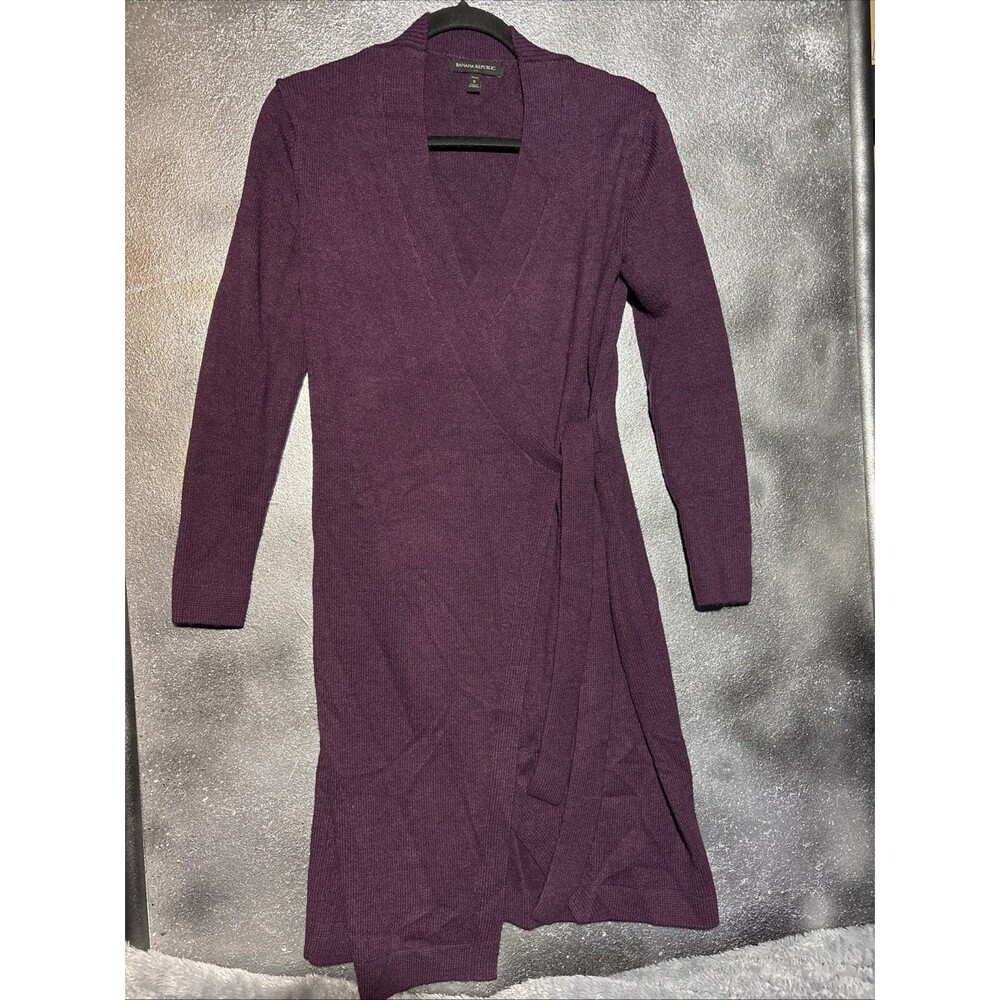 Banana Republic Purple Sweater Dress Womens Wrap Belted - S Cozy Comfy Cabincore